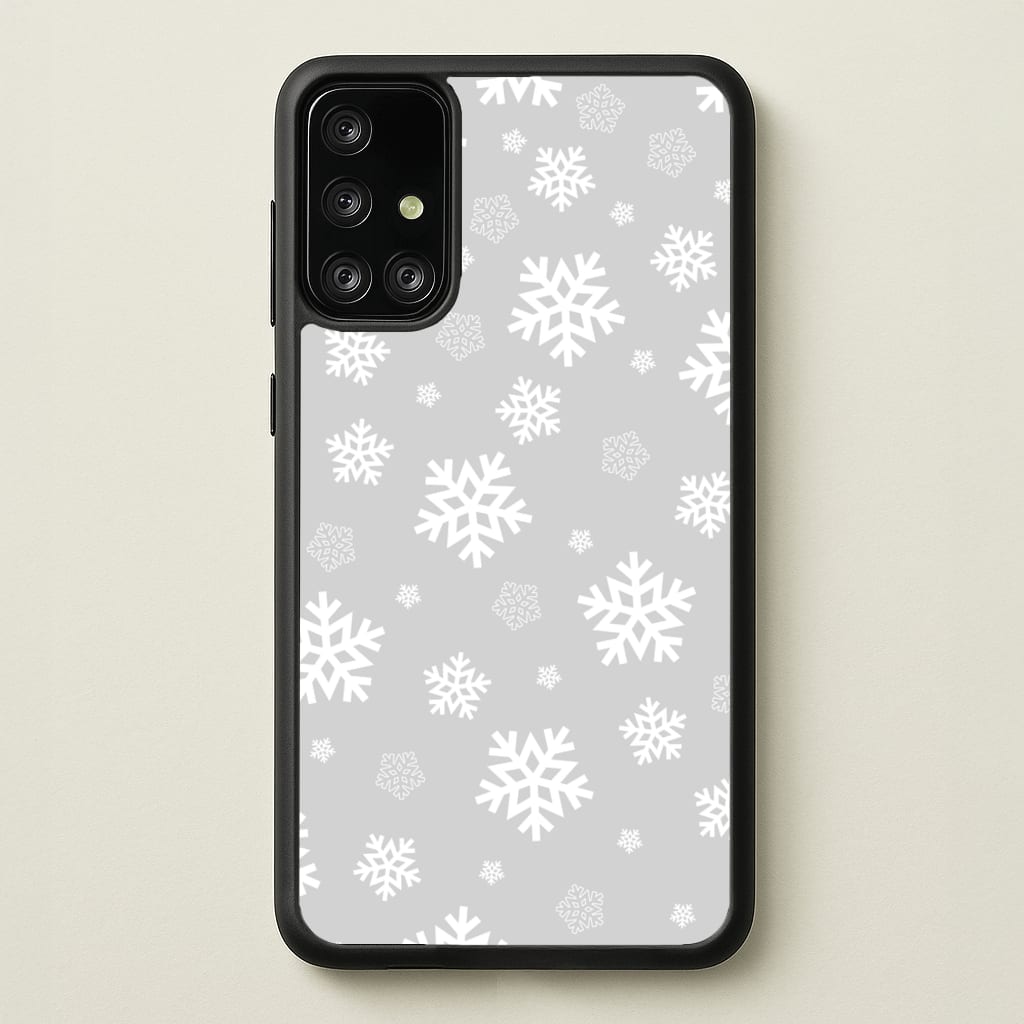 Grey Snowflake Pattern - Christmas Patterns Phone Case for Galaxy A71