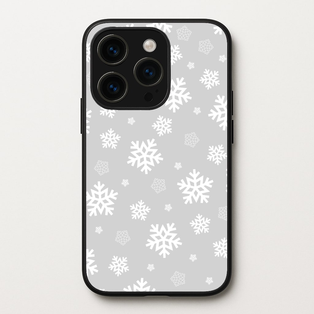 Grey Snowflake Pattern - Christmas Patterns Phone Case for iPhone 14 Pro