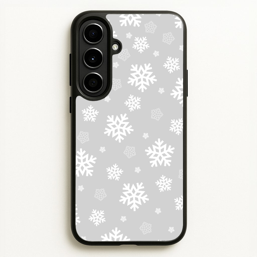 Grey Snowflake Pattern - Christmas Patterns Phone Case for Galaxy A56