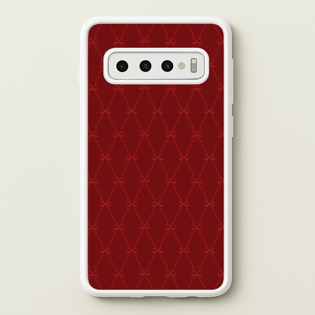 Red Bow Pattern - Christmas Patterns Phone Case for Galaxy S10
