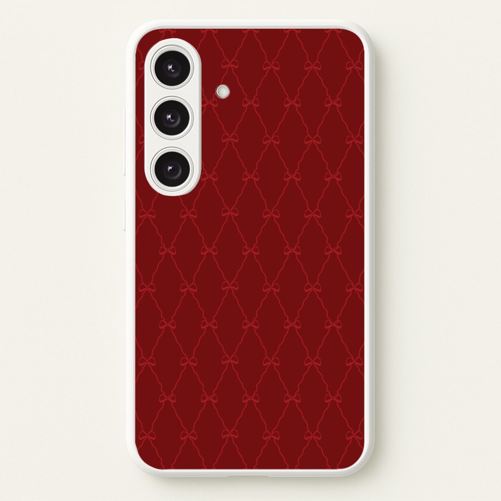 Red Bow Pattern - Christmas Patterns Phone Case for Galaxy S24