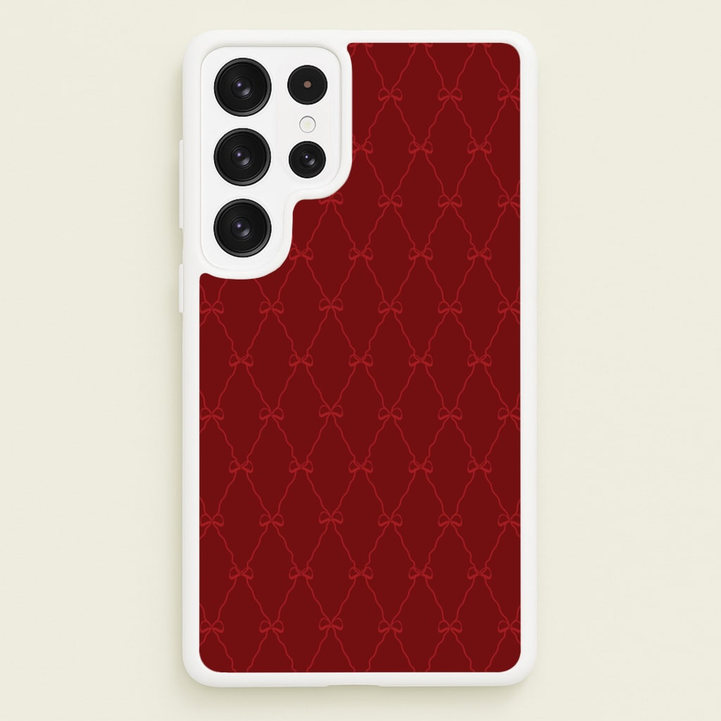 Red Bow Pattern - Christmas Patterns Phone Case for Galaxy S22 Ultra