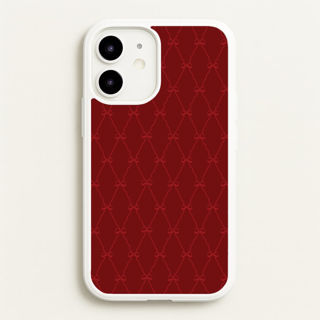 Red Bow Pattern - Christmas Patterns Phone Case for iPhone 12 / 12 Pro