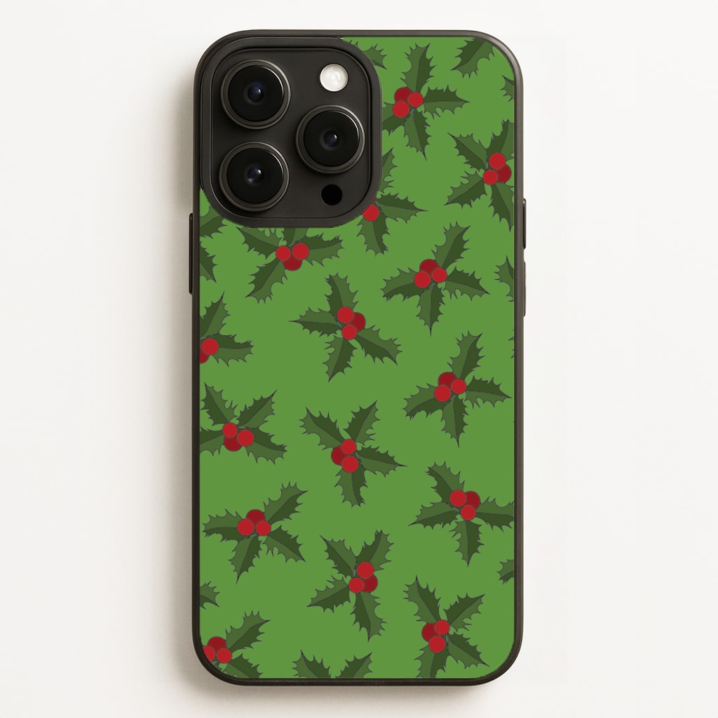 Holly Pattern - Christmas Patterns Phone Case for iPhone 16 Pro Max