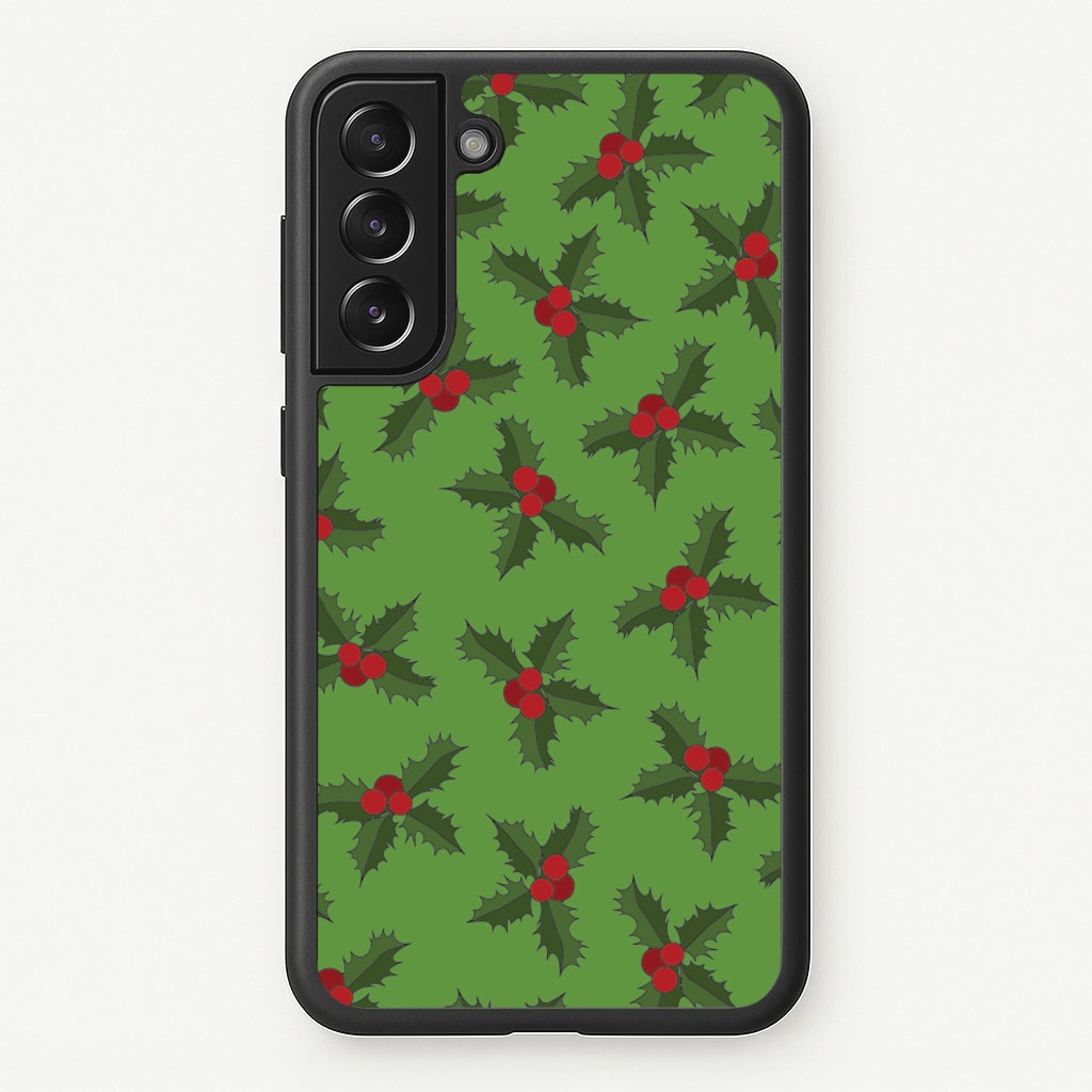 Holly Pattern - Christmas Patterns Phone Case for Galaxy S21 Plus