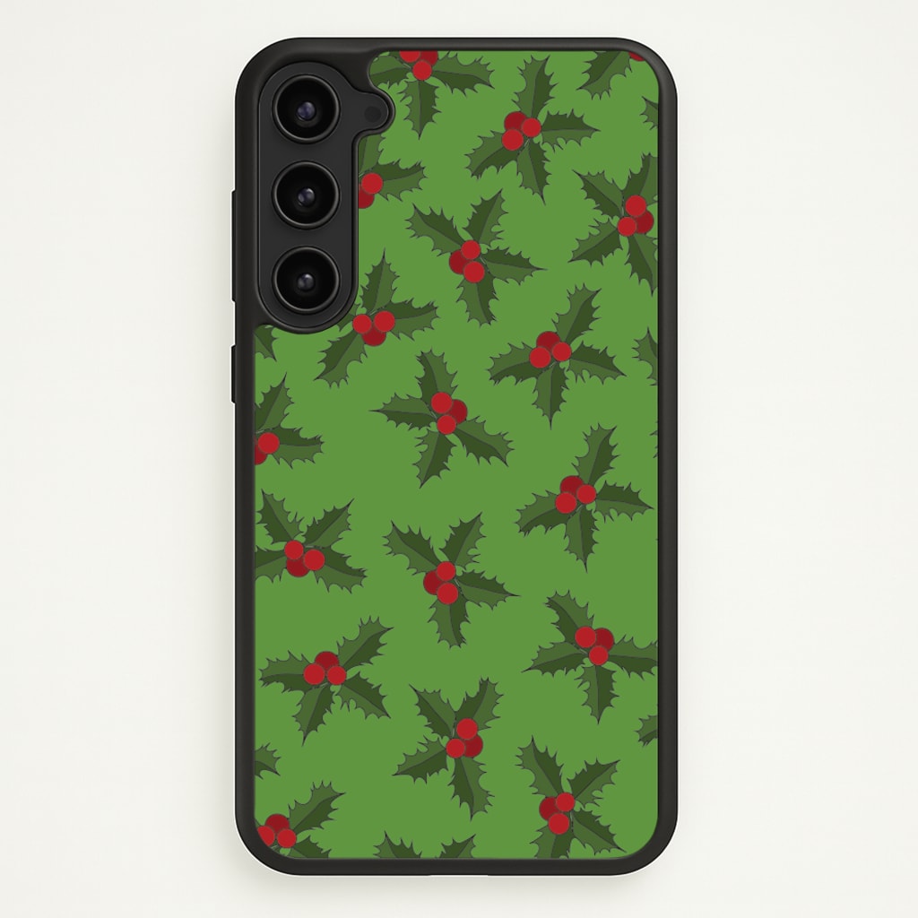 Holly Pattern - Christmas Patterns Phone Case for Galaxy S23