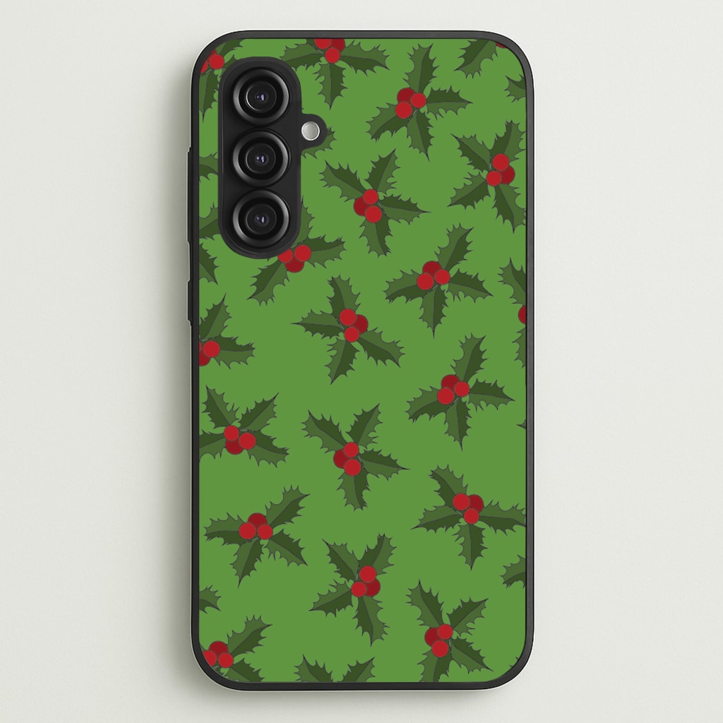 Holly Pattern - Christmas Patterns Phone Case for Galaxy S23FE