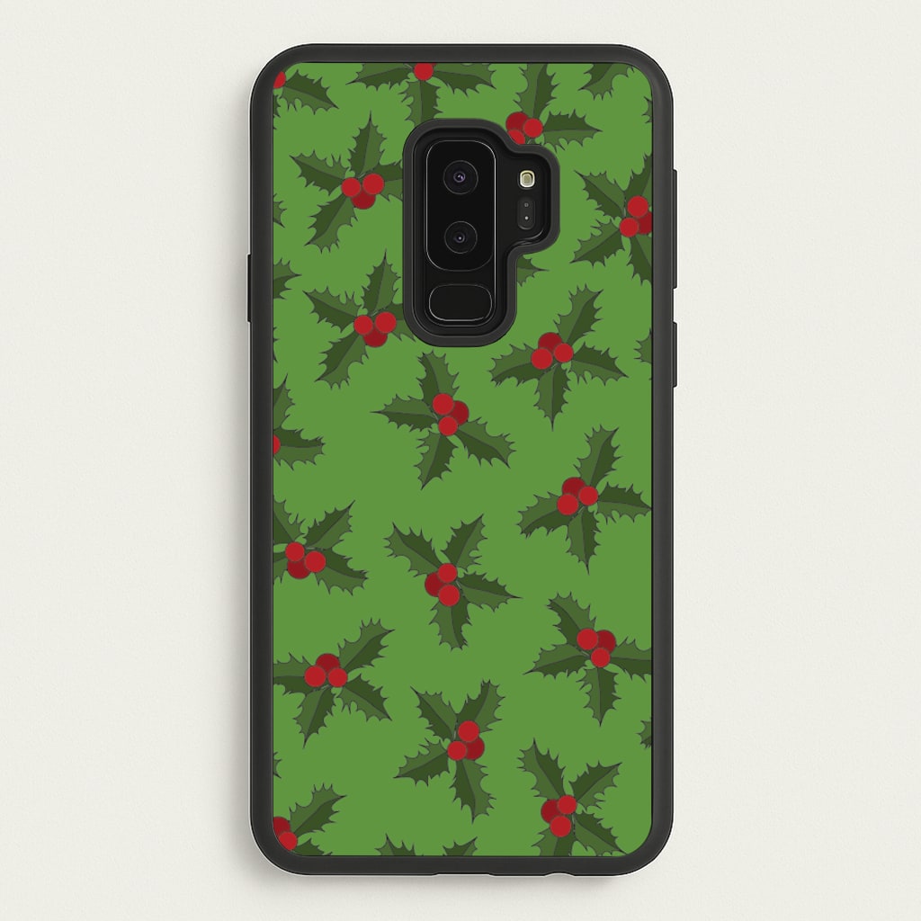 Holly Pattern - Christmas Patterns Phone Case for Galaxy S9 Plus
