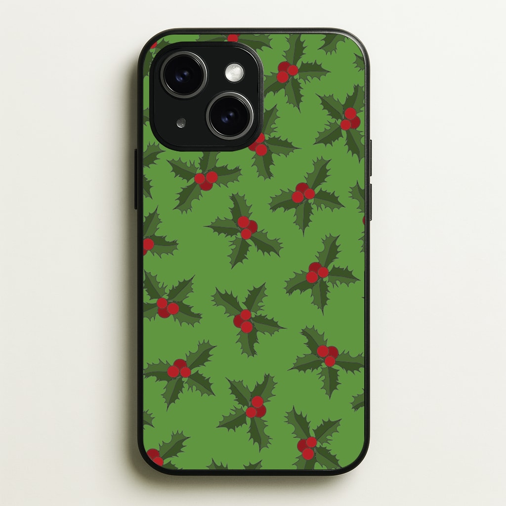 Holly Pattern - Christmas Patterns Phone Case for iPhone 15