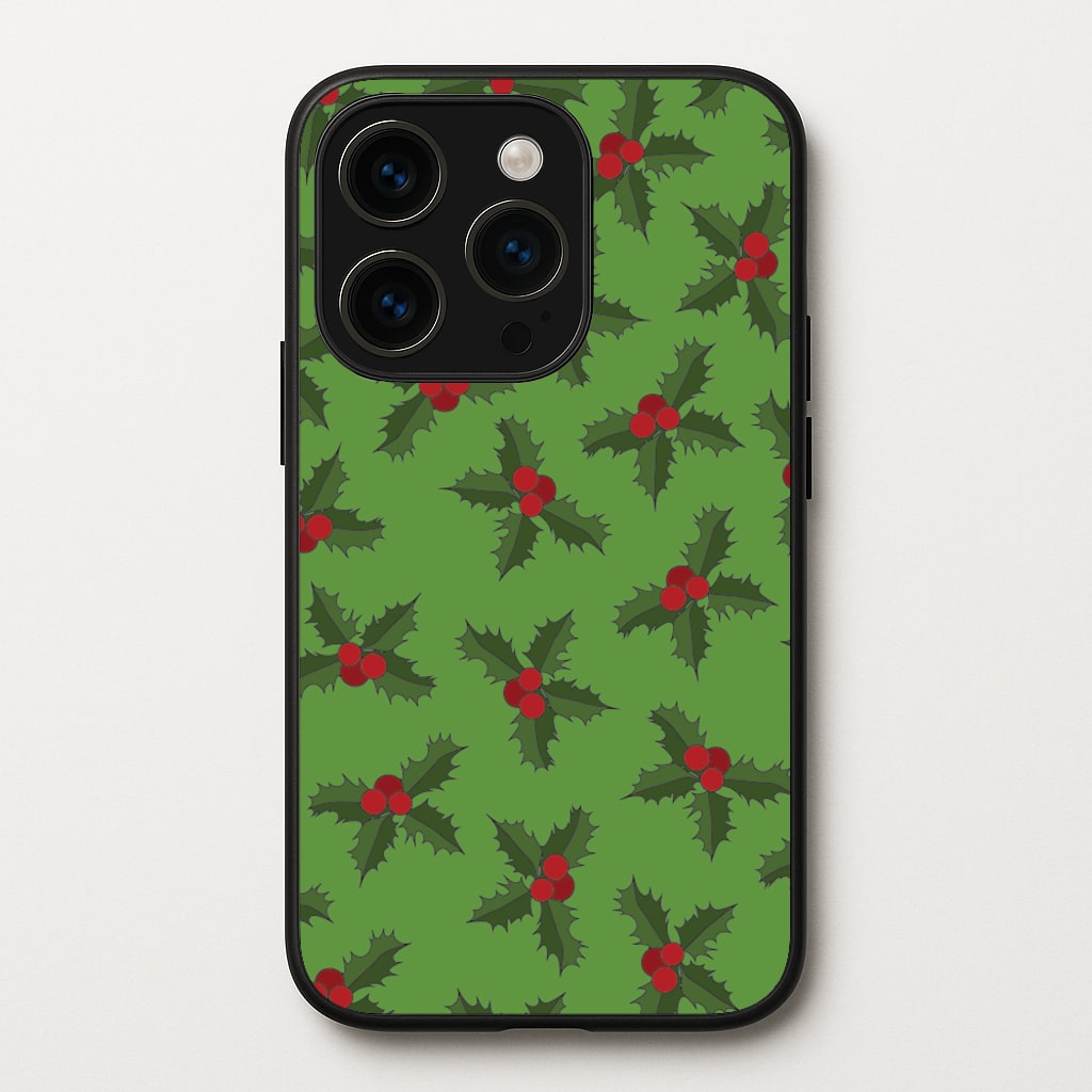 Holly Pattern - Christmas Patterns Phone Case for iPhone 15 Pro