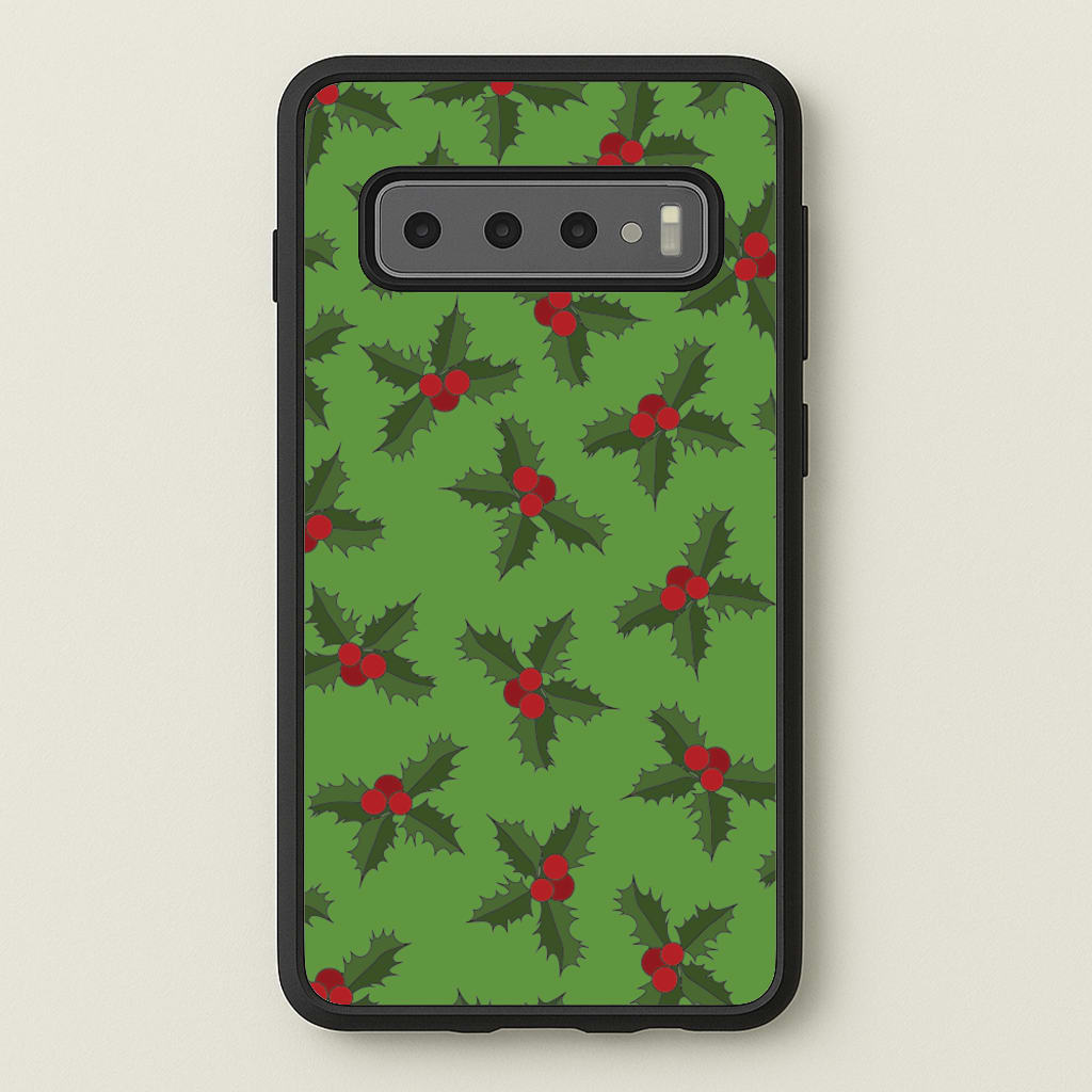 Holly Pattern - Christmas Patterns Phone Case for Galaxy S10 Plus