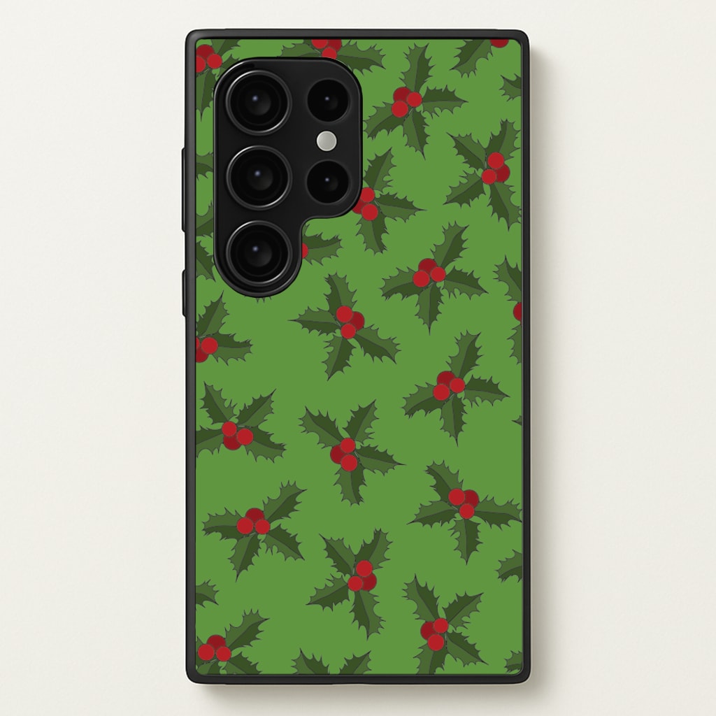 Holly Pattern - Christmas Patterns Phone Case for Galaxy S24 Ultra