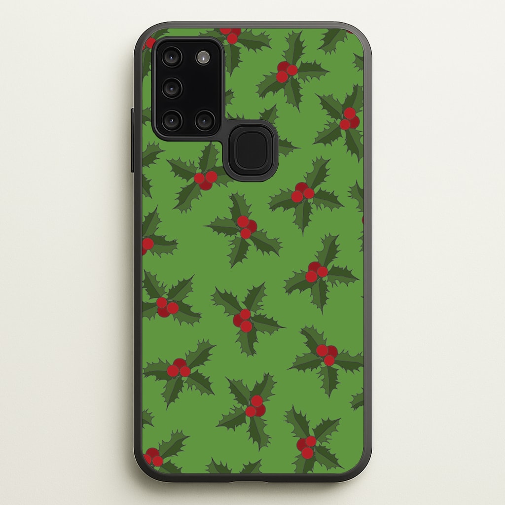 Holly Pattern - Christmas Patterns Phone Case for Galaxy A21s