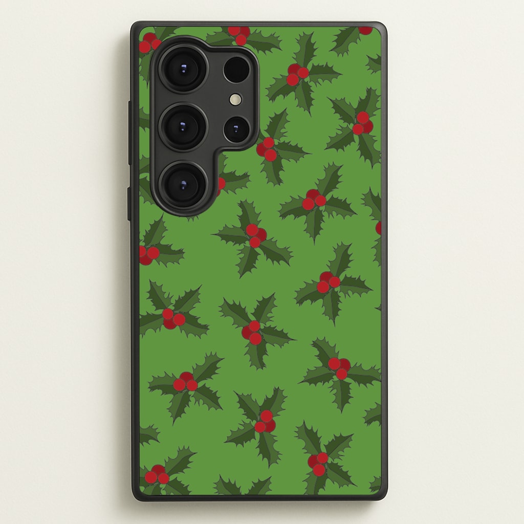 Holly Pattern - Christmas Patterns Phone Case for Galaxy S25 Ultra