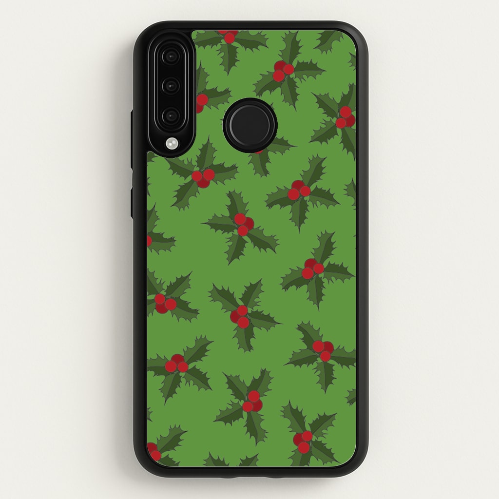 Holly Pattern - Christmas Patterns Phone Case for Huawei P30 Lite