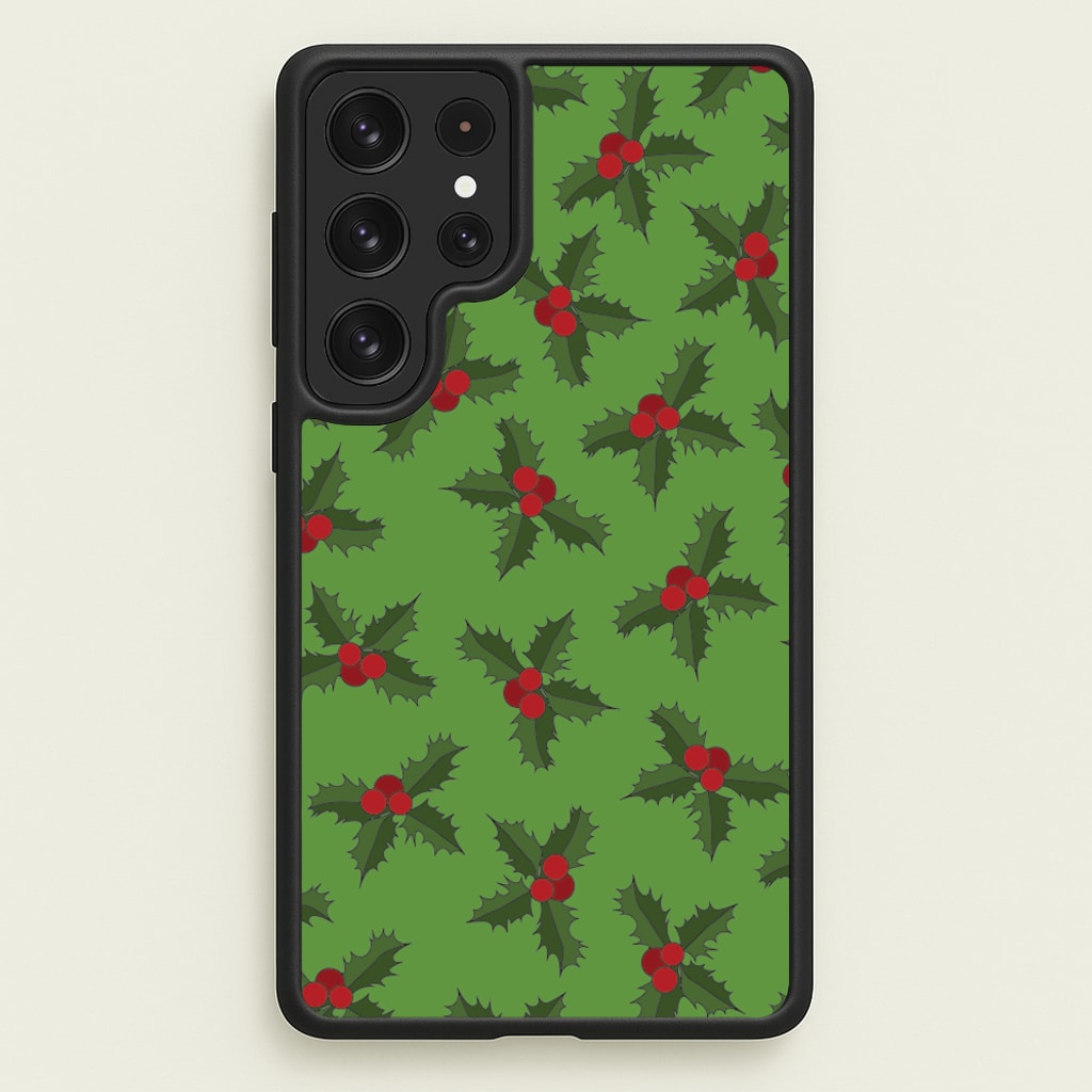Holly Pattern - Christmas Patterns Phone Case for Galaxy S23 Ultra