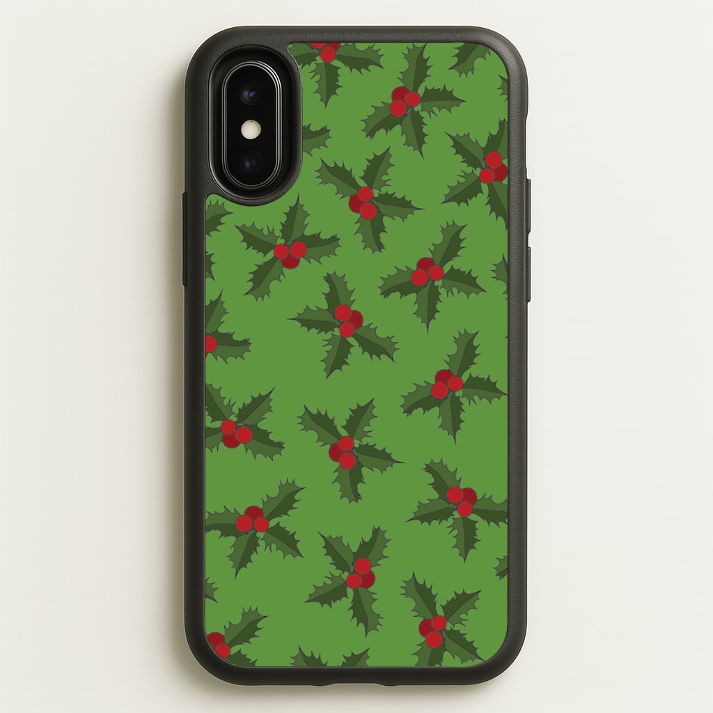 Holly Pattern - Christmas Patterns Phone Case for iPhone X / XS