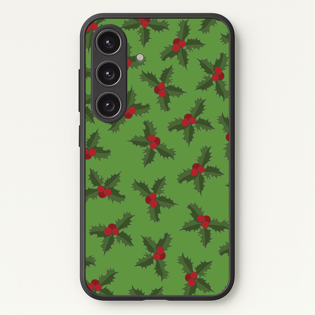 Holly Pattern - Christmas Patterns Phone Case for Galaxy S24FE