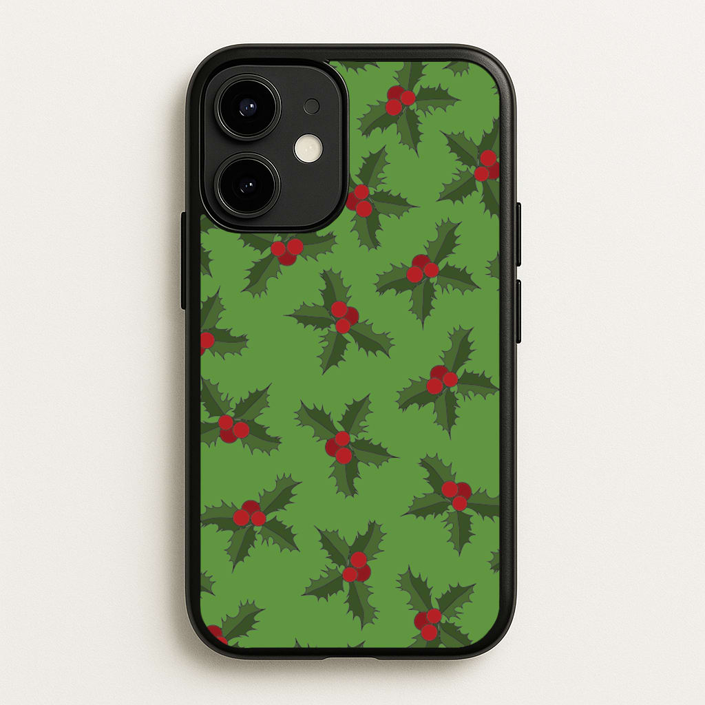 Holly Pattern - Christmas Patterns Phone Case for iPhone 12 / 12 Pro