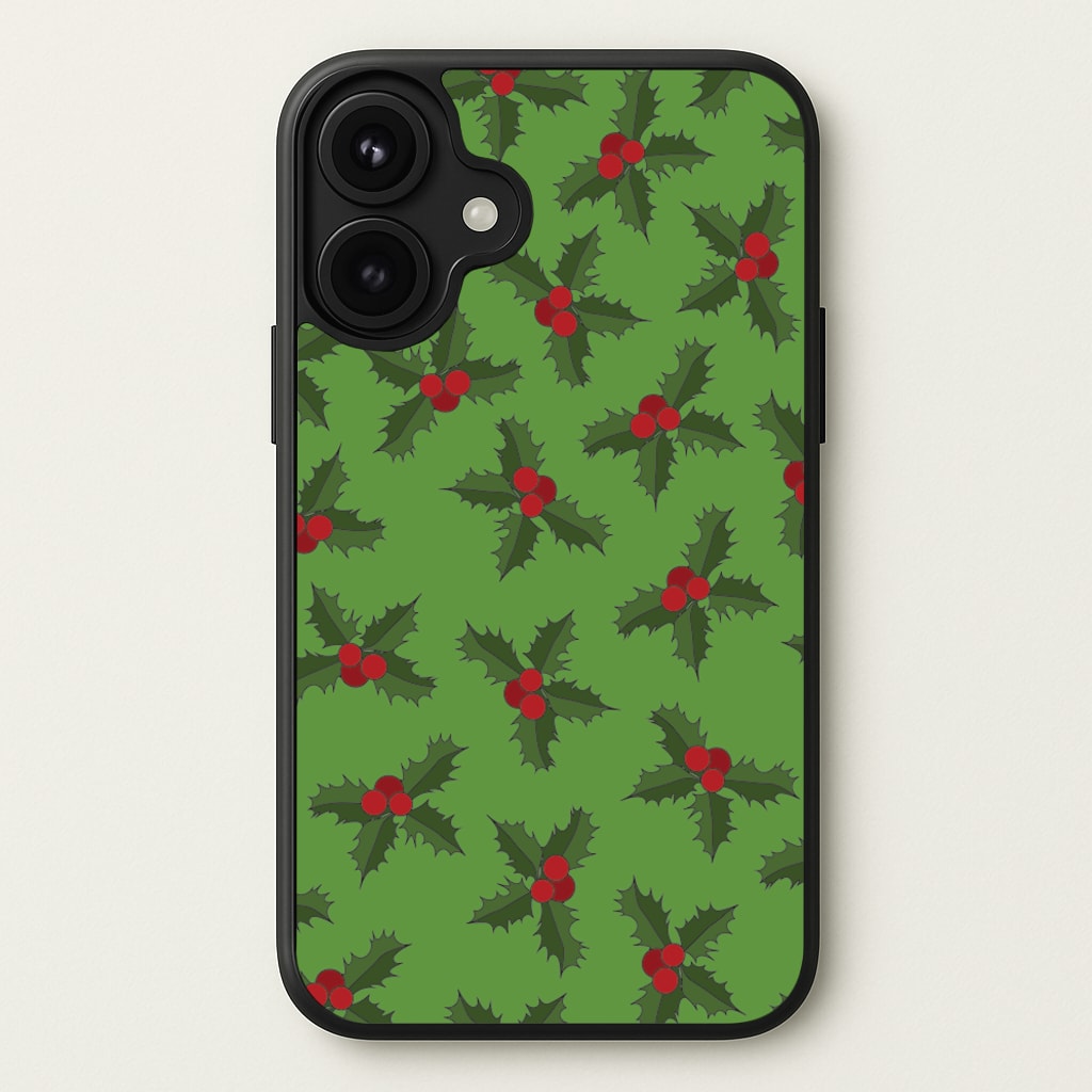 Holly Pattern Phone Case for iPhone 17