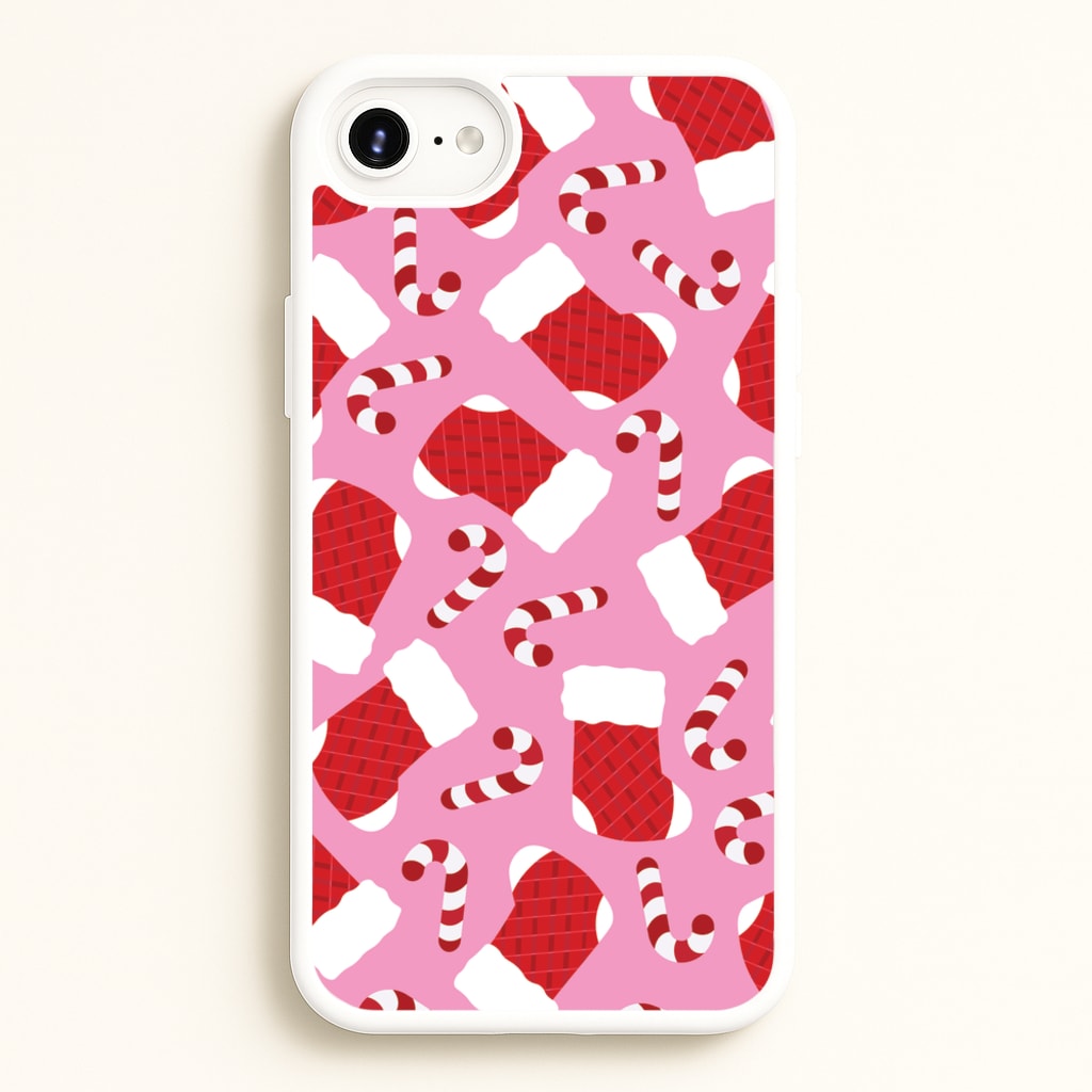 Pink Stocking Pattern - Christmas Patterns Phone Case for iPhone 6 Plus / 7 Plus / 8 Plus