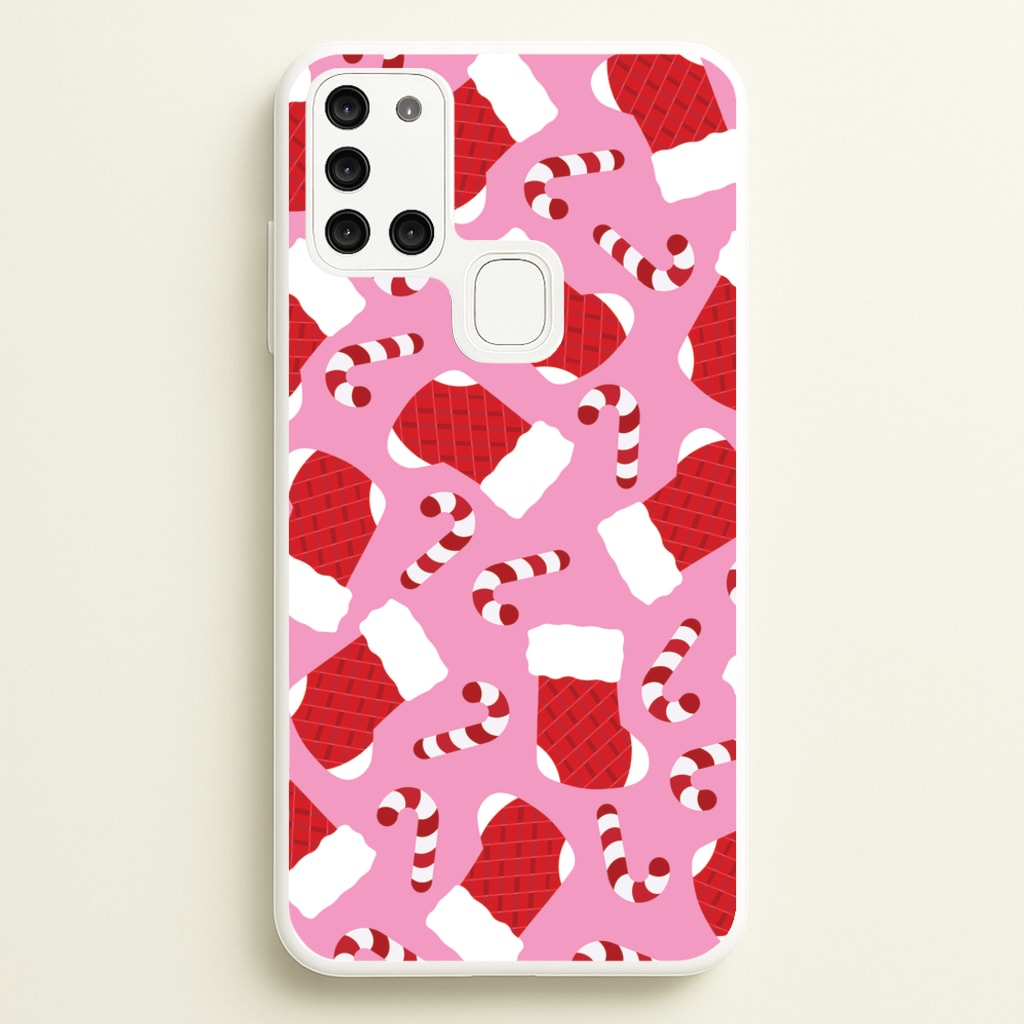 Pink Stocking Pattern - Christmas Patterns Phone Case for Galaxy A21s