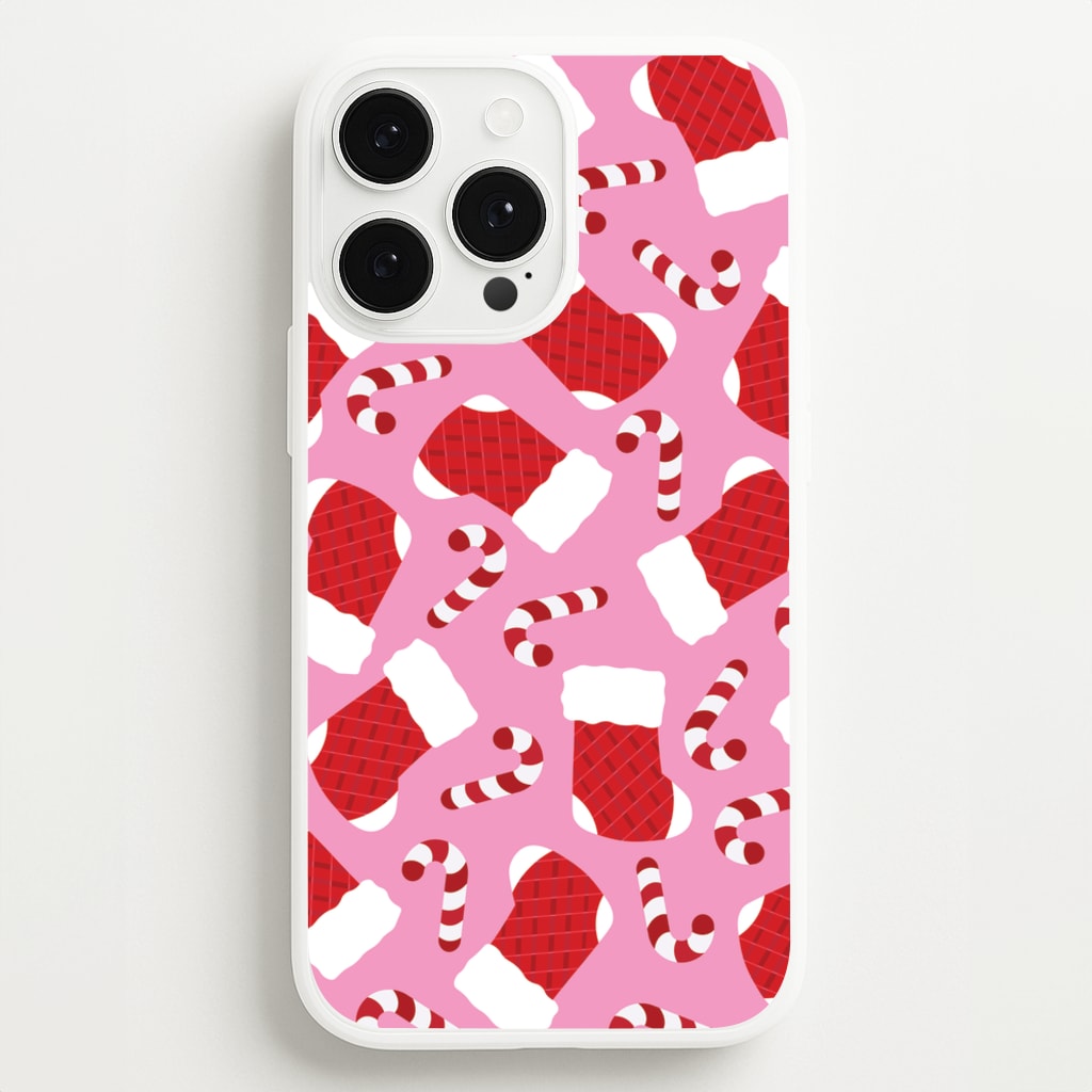 Pink Stocking Pattern - Christmas Patterns Phone Case for iPhone 13 Pro Max