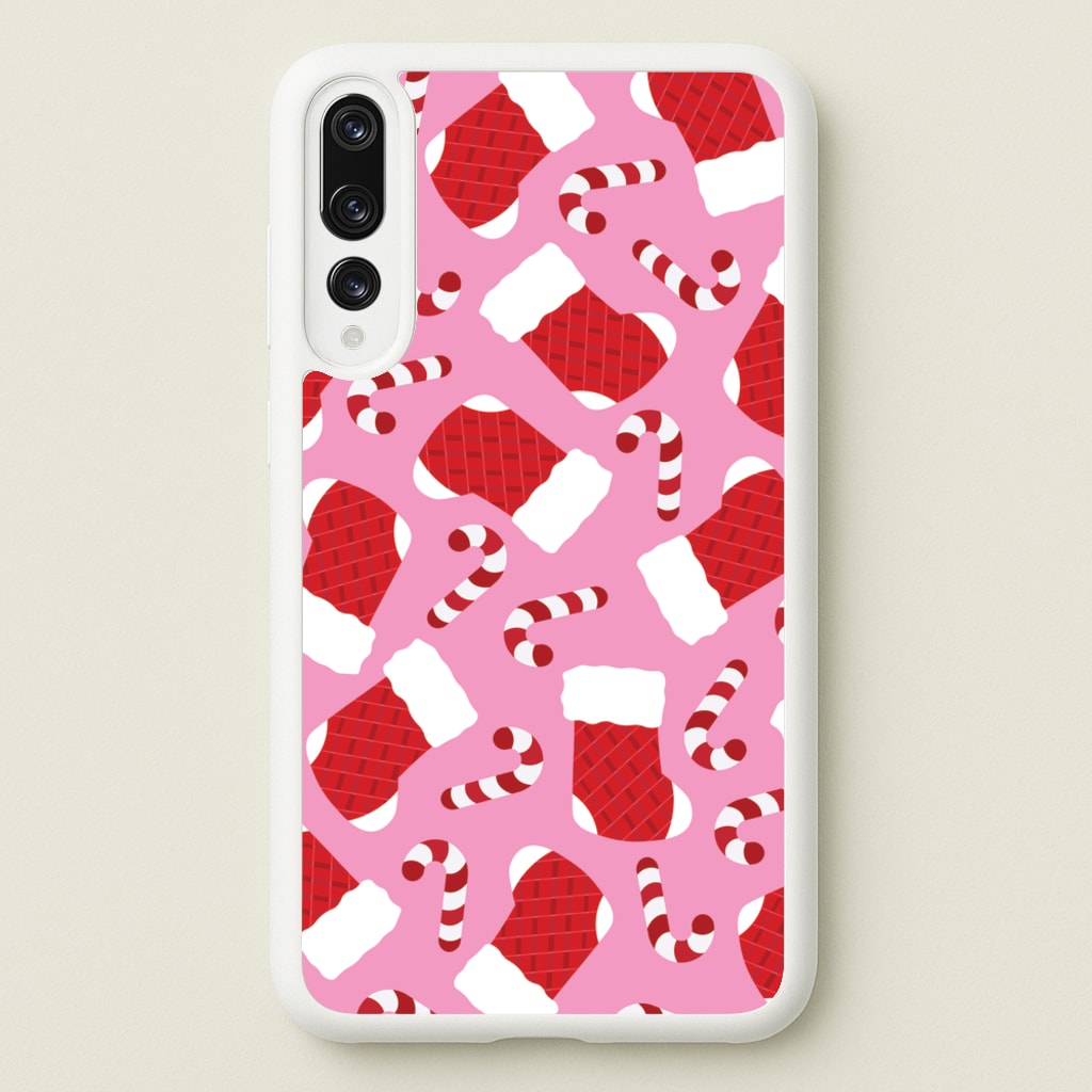 Pink Stocking Pattern - Christmas Patterns Phone Case for Huawei P20 Pro