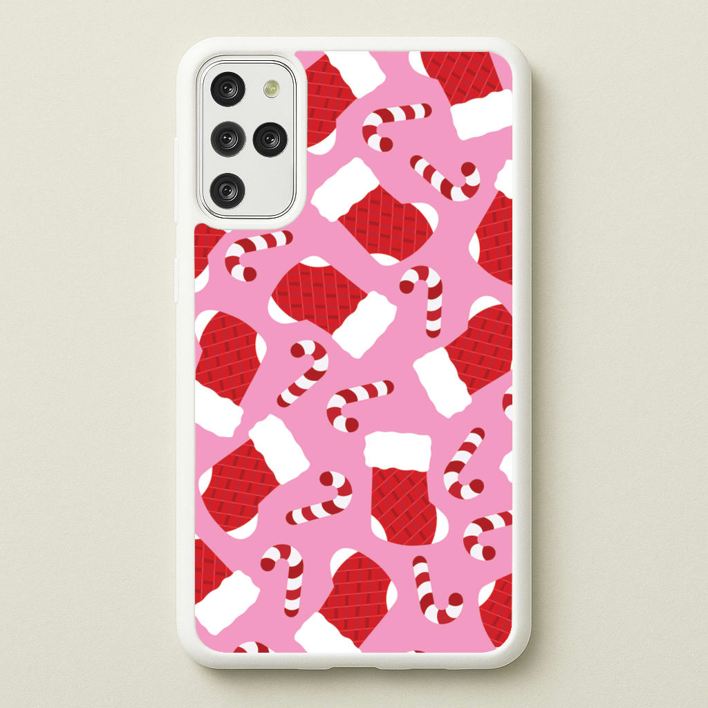 Pink Stocking Pattern - Christmas Patterns Phone Case for Galaxy S20 Plus