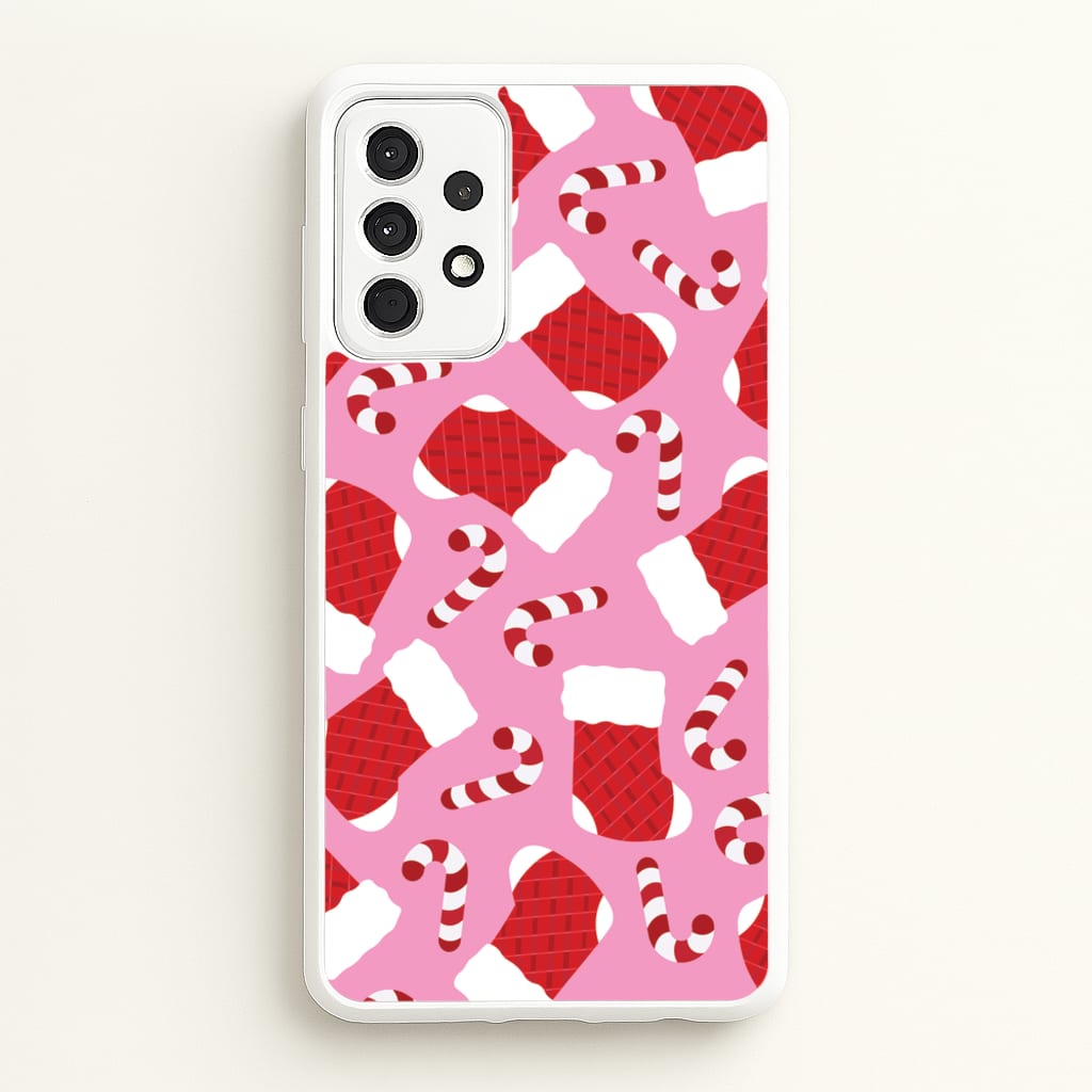 Pink Stocking Pattern - Christmas Patterns Phone Case for Galaxy A52 / A52s