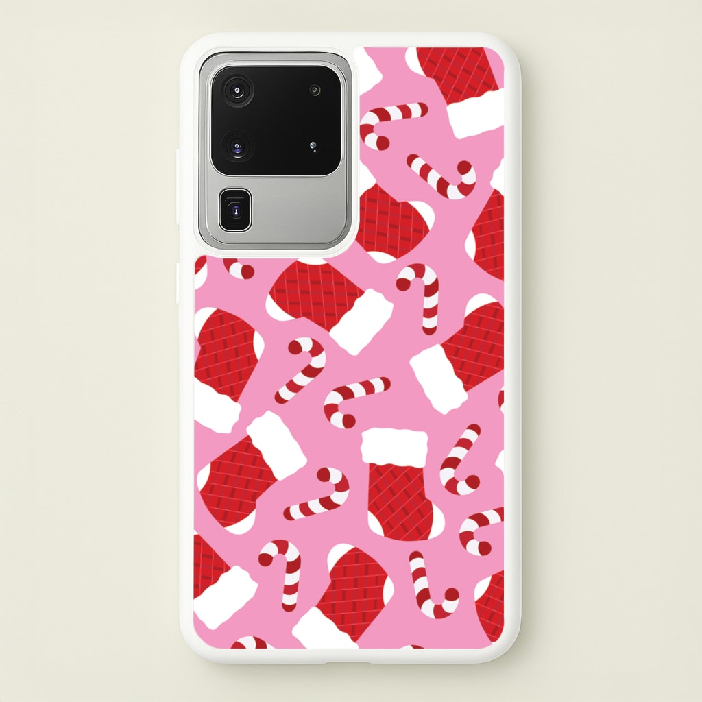 Pink Stocking Pattern - Christmas Patterns Phone Case for Galaxy S20 Ultra