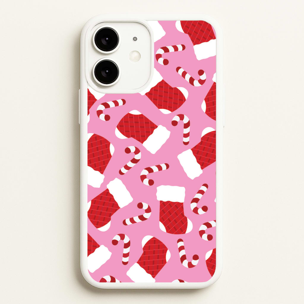 Pink Stocking Pattern - Christmas Patterns Phone Case for iPhone 11