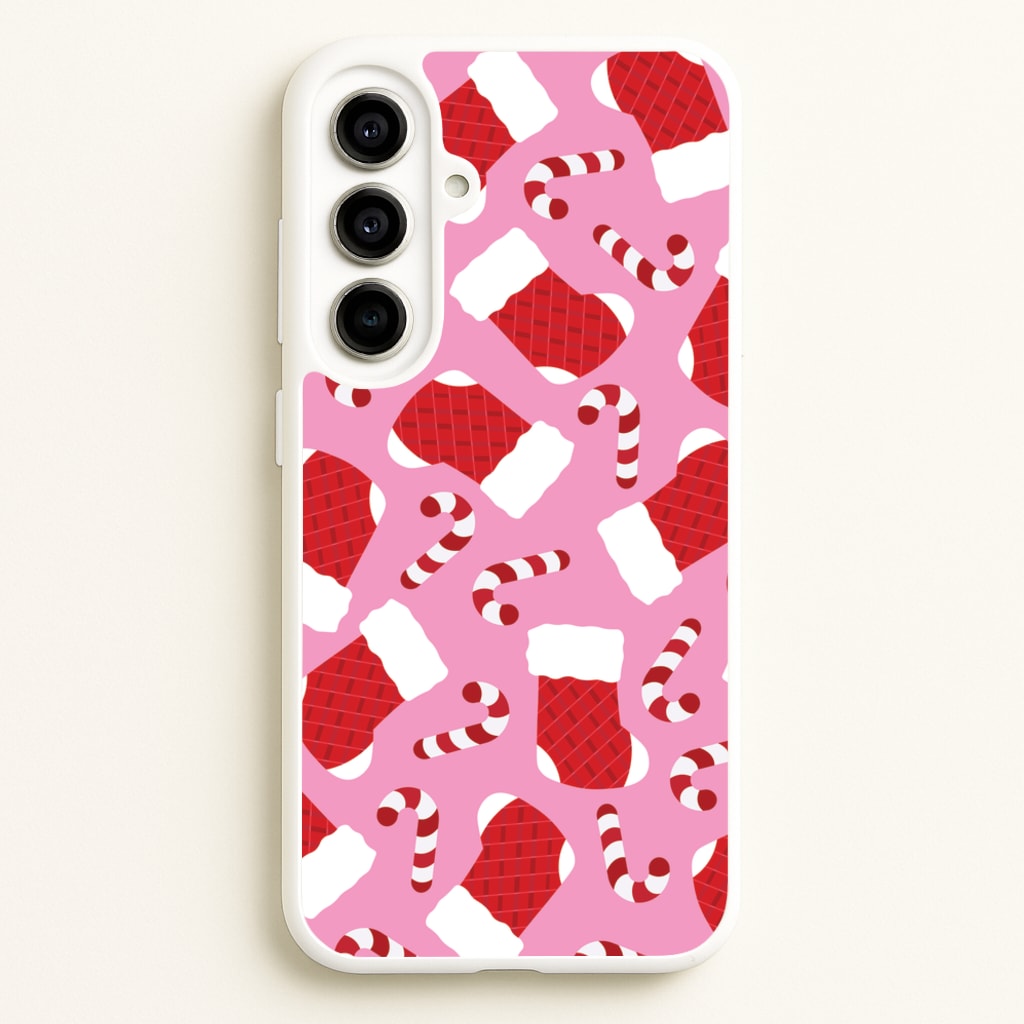 Pink Stocking Pattern - Christmas Patterns Phone Case for Galaxy A56