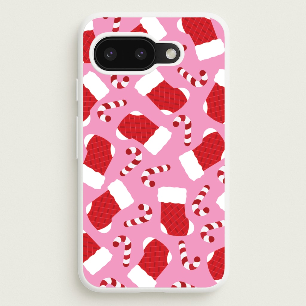 Pink Stocking Pattern - Christmas Patterns Phone Case for Google Pixel 9a