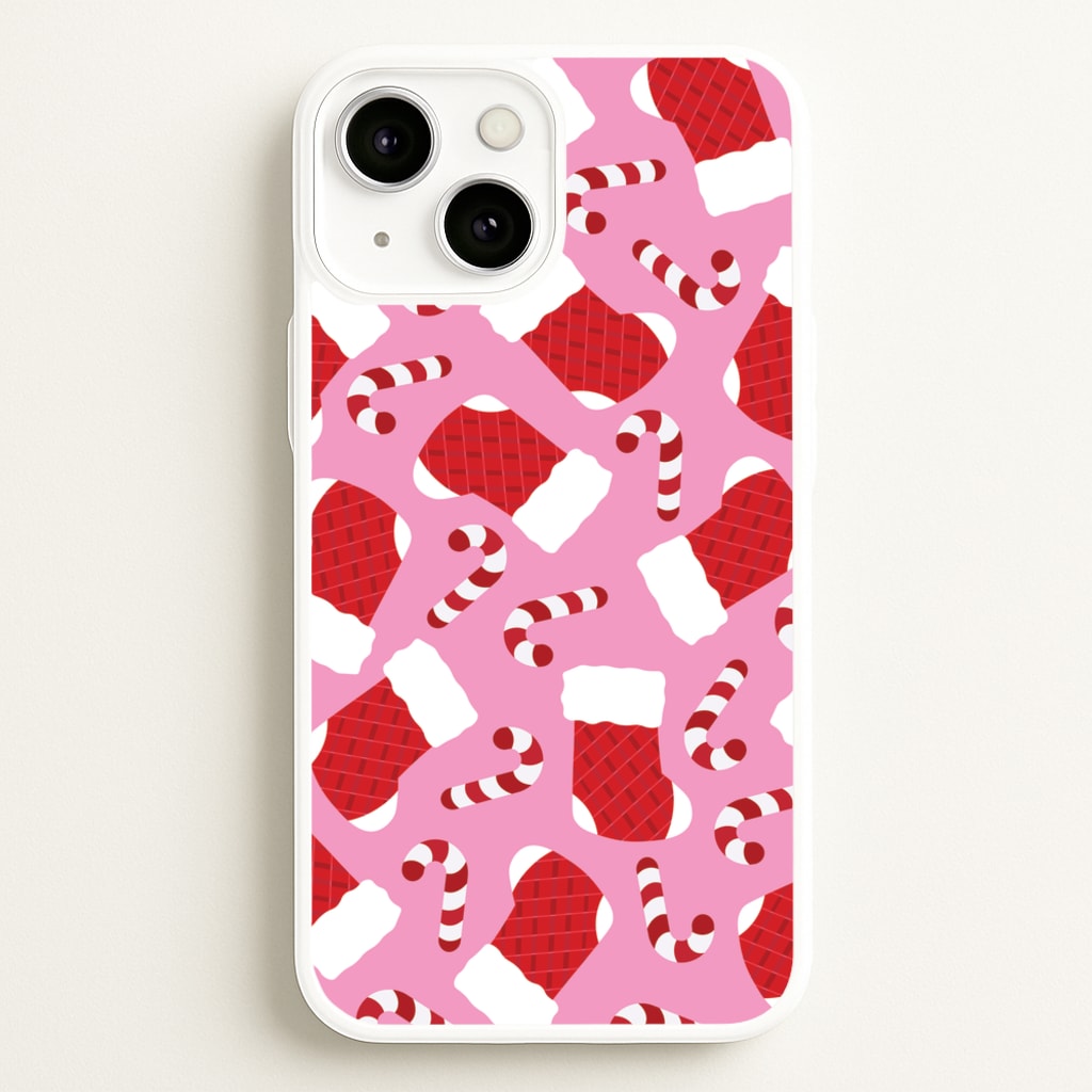 Pink Stocking Pattern - Christmas Patterns Phone Case for iPhone 13 Mini