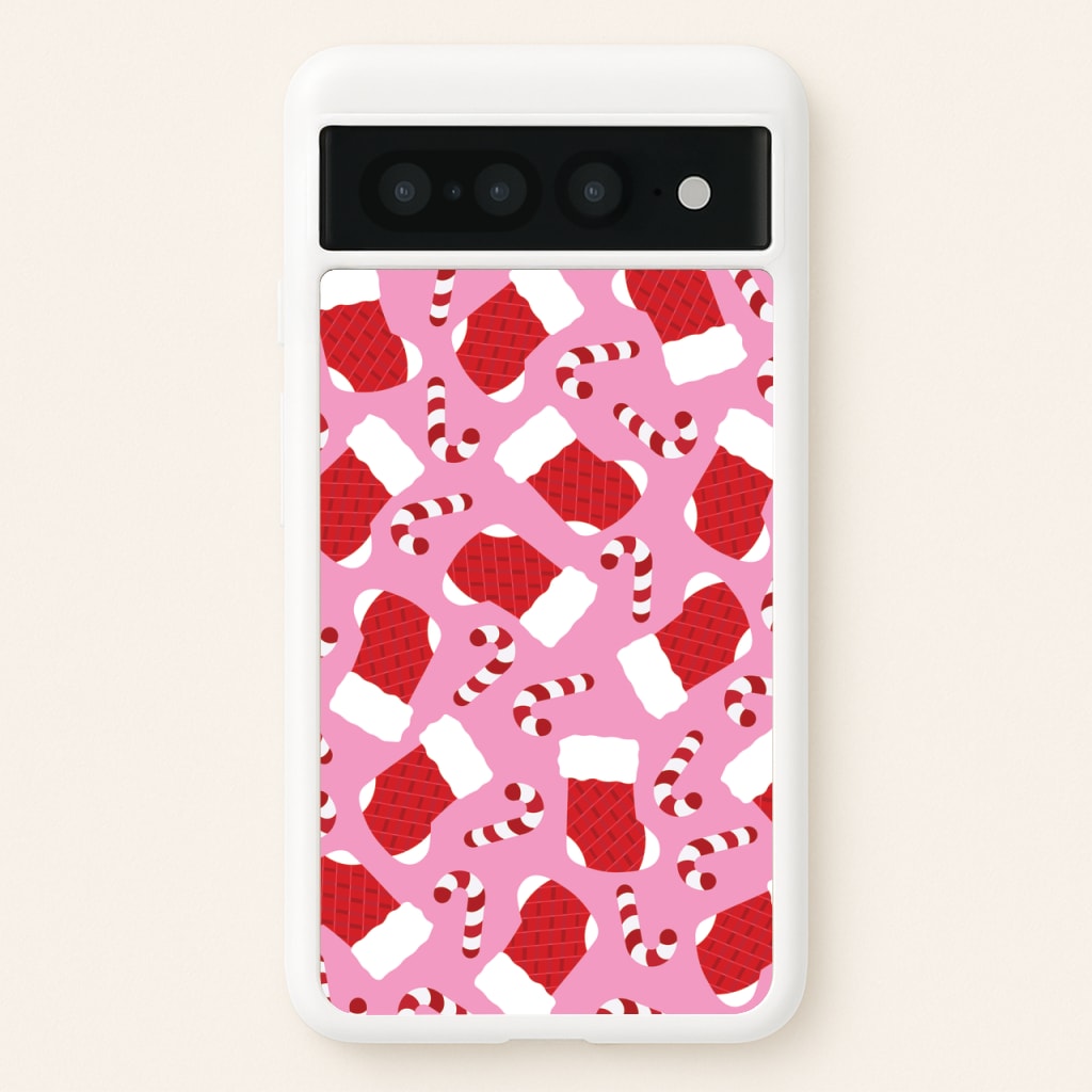 Pink Stocking Pattern - Christmas Patterns Phone Case for Google Pixel 7 Pro
