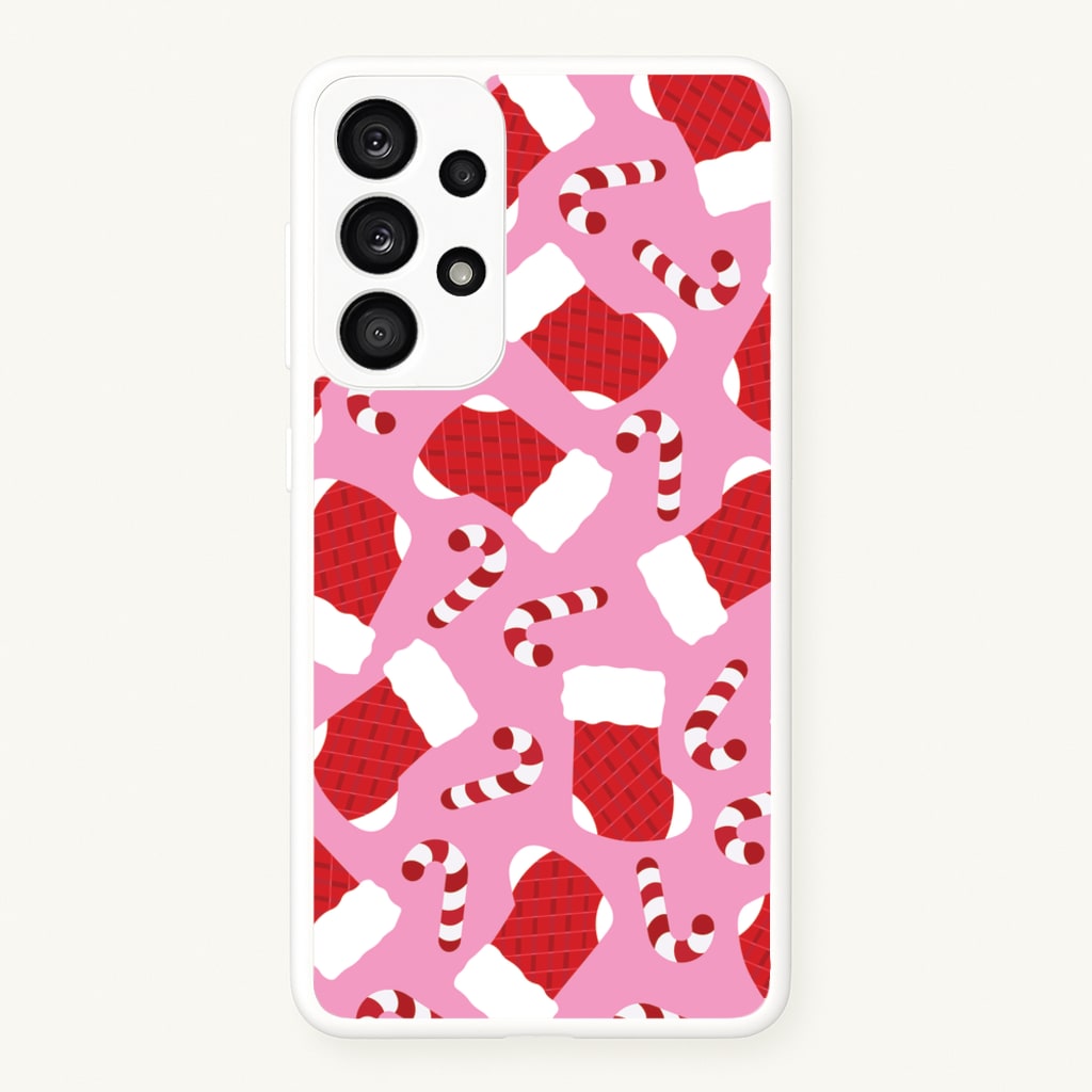 Pink Stocking Pattern - Christmas Patterns Phone Case for Galaxy A53