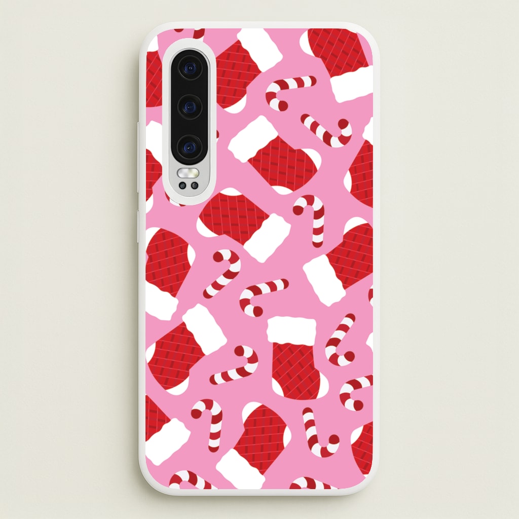 Pink Stocking Pattern - Christmas Patterns Phone Case for Huawei P30