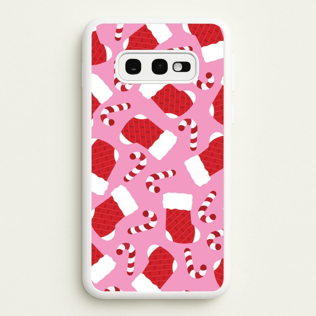 Pink Stocking Pattern - Christmas Patterns Phone Case for Galaxy S10e