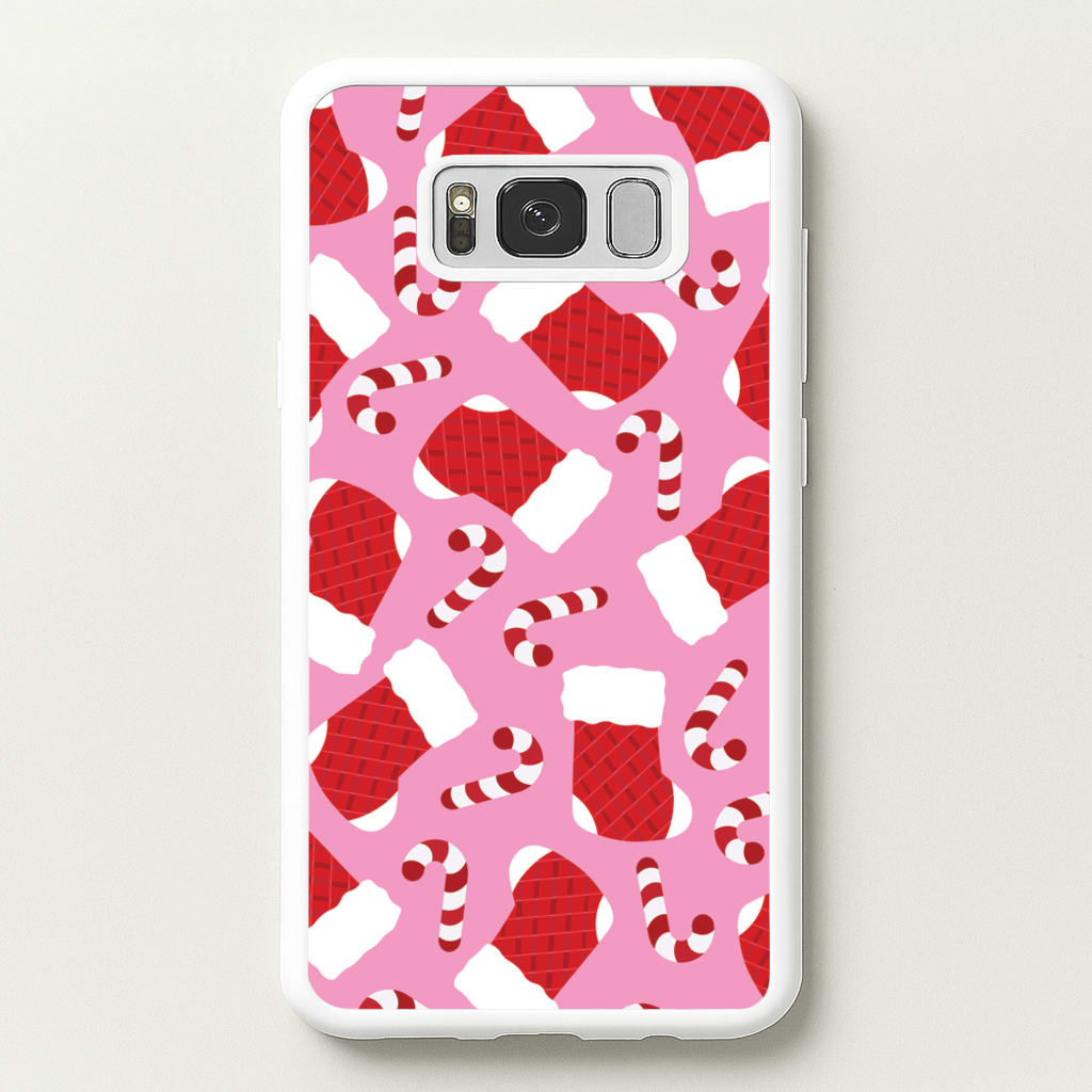 Pink Stocking Pattern - Christmas Patterns Phone Case for Galaxy S8 Plus