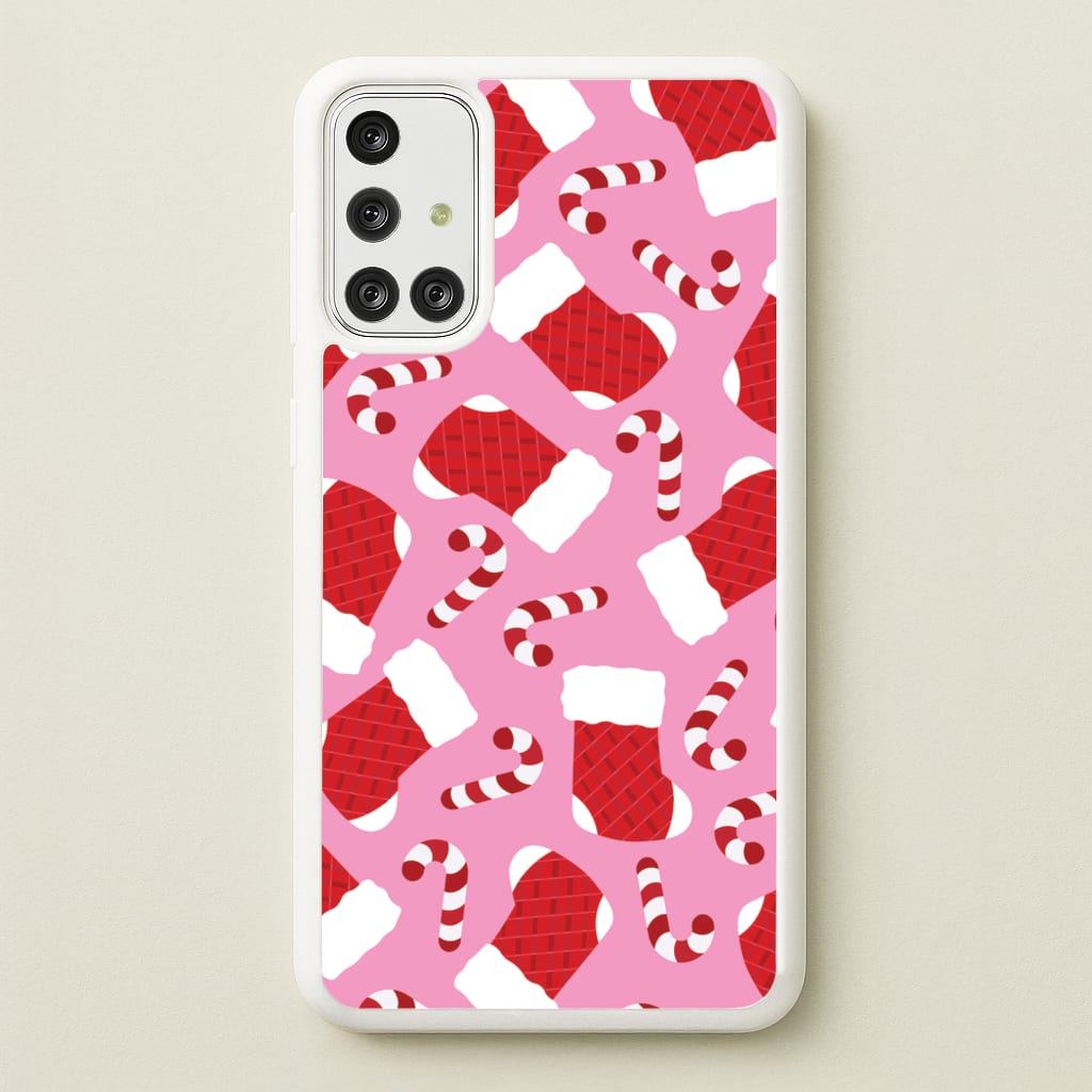 Pink Stocking Pattern - Christmas Patterns Phone Case for Galaxy A71