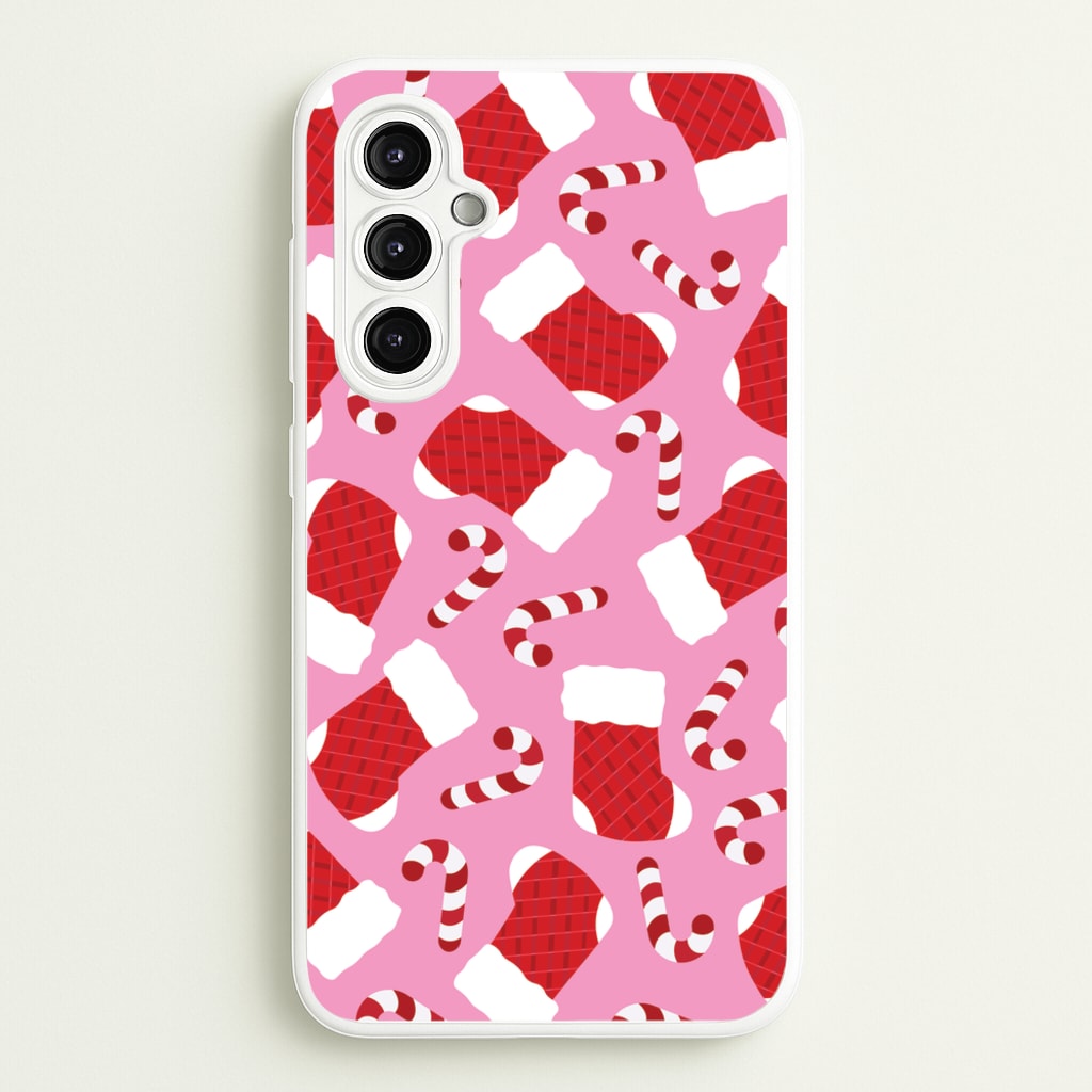 Pink Stocking Pattern - Christmas Patterns Phone Case for Galaxy A14
