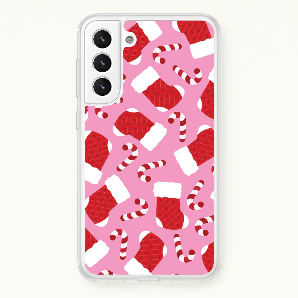 Pink Stocking Pattern - Christmas Patterns Phone Case for Galaxy S22 Plus