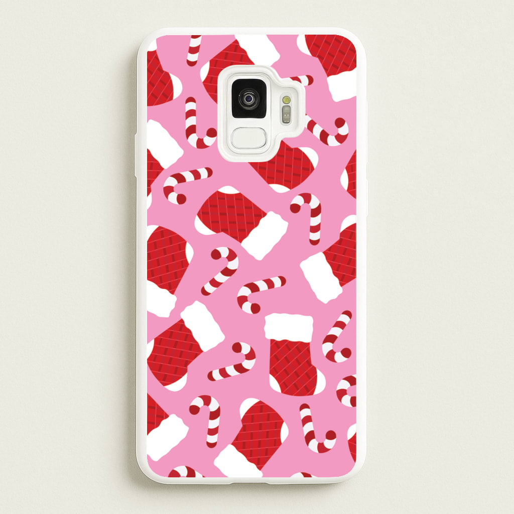 Pink Stocking Pattern - Christmas Patterns Phone Case for Galaxy S9