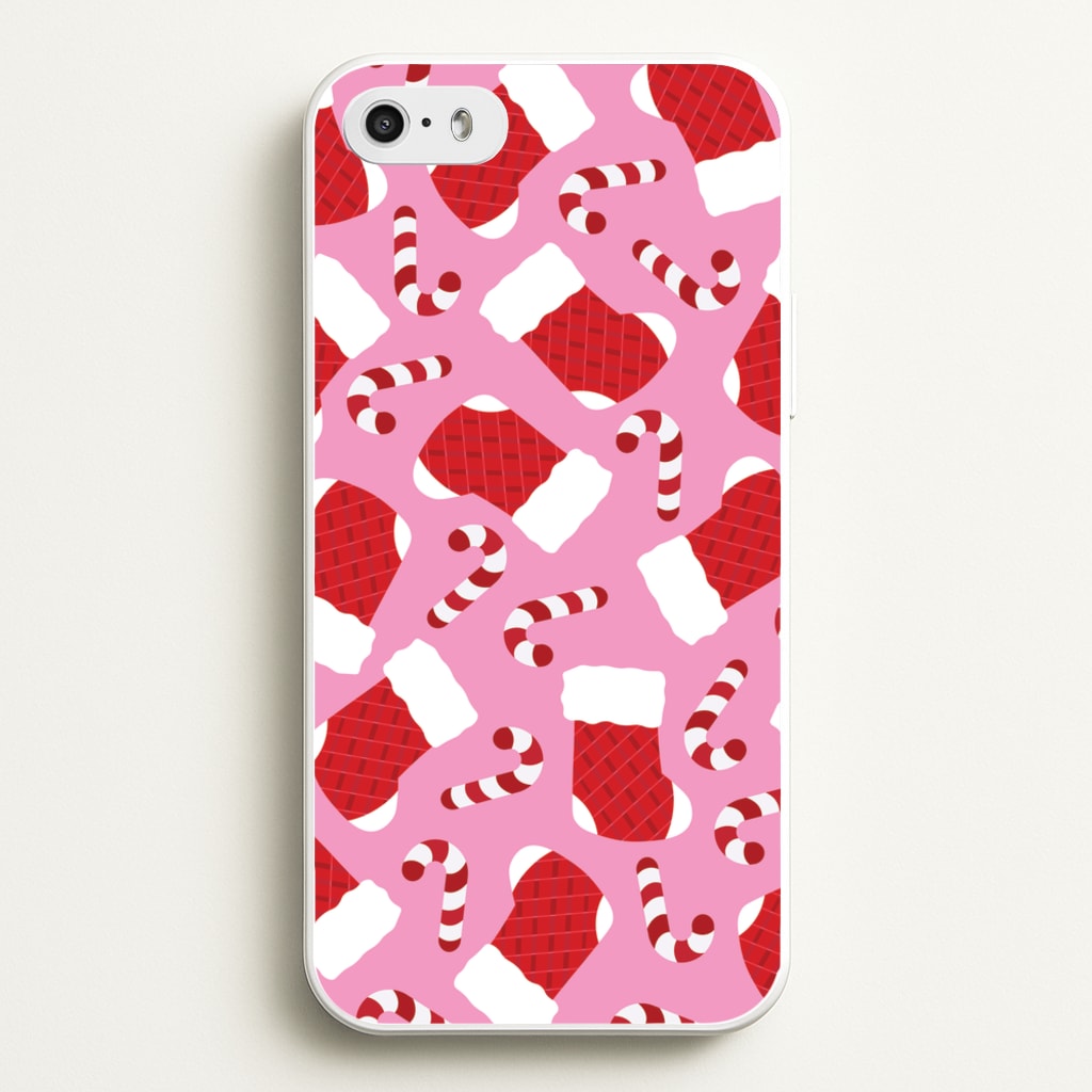 Pink Stocking Pattern - Christmas Patterns Phone Case for iPhone 5 / 5s / SE 2016
