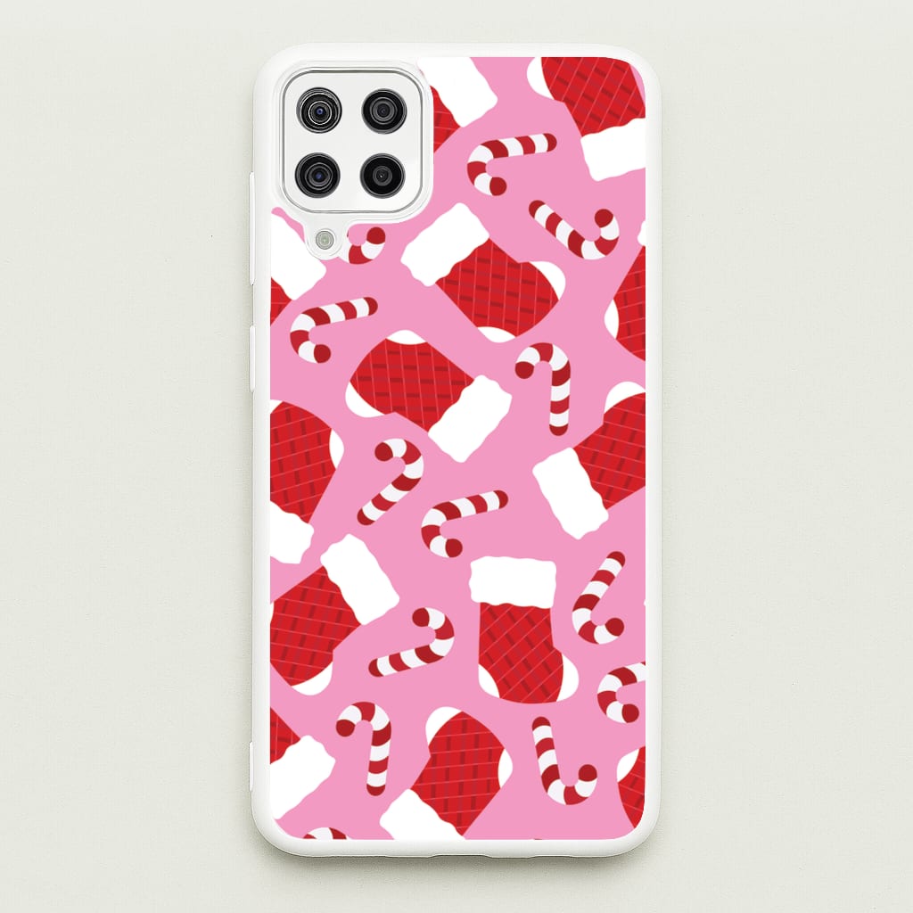 Pink Stocking Pattern - Christmas Patterns Phone Case for Galaxy A12