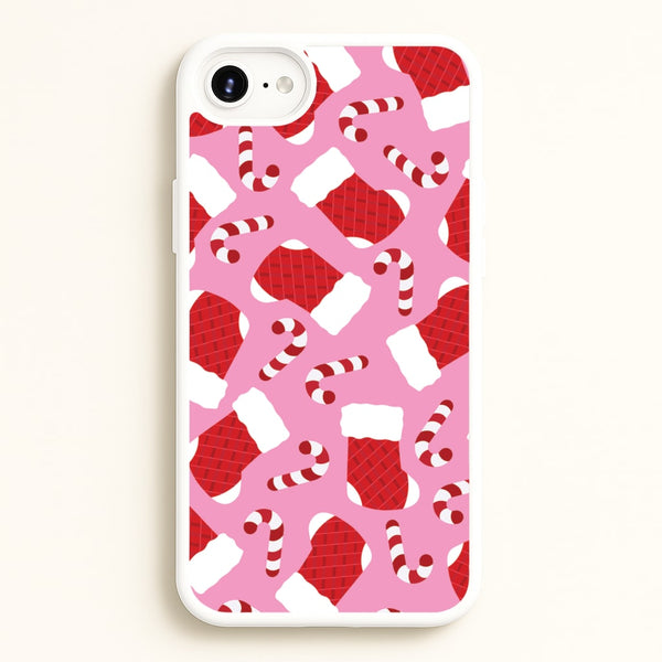 Pink Stocking Pattern - Christmas Patterns Phone Case for iPhone 6 / 7 / 8 / SE