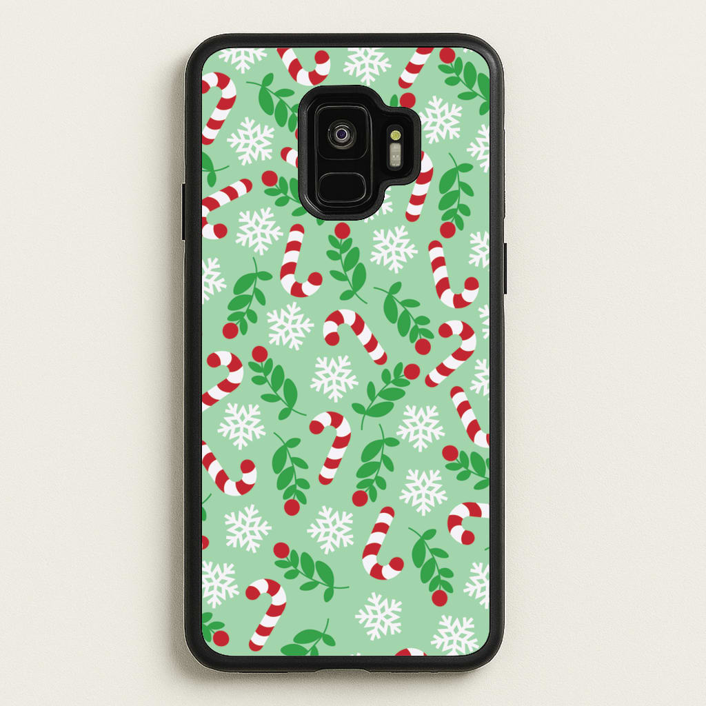 Snow Green Pattern - Christmas Patterns Phone Case for Galaxy S9