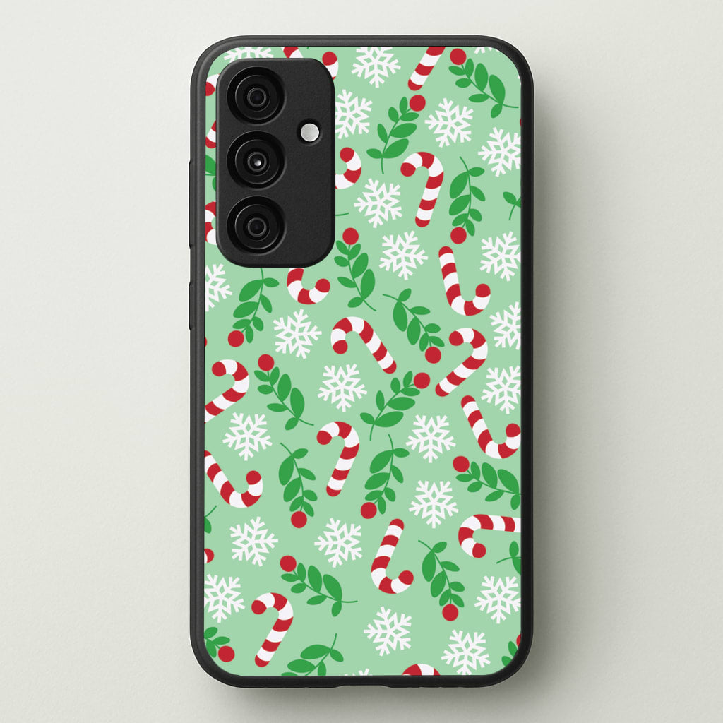Snow Green Pattern - Christmas Patterns Phone Case for Galaxy A35