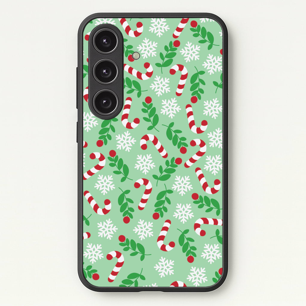 Snow Green Pattern - Christmas Patterns Phone Case for Galaxy S25
